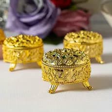 Porta Joia Com Pé Lembrancinha Dourado 5cmx3,5cm 12 Pçs