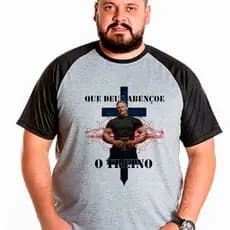 Camisa Masculina Personalizada Plus Size Deus Abençoe o Treino Feminina Basica Unissex, Blusa Treino Academia Camisa Malha Fria Modelo Lisa Raglan