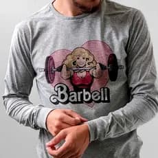 Camiseta Academia Barbie Bodybuilding Feminina Masculina Basica "Treino Fofo" Ideal Para Treino e Academia! Blusa Unissex, Camisa Malha Fria Modelo Barbie dry fit Liza Raglan