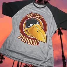 Camiseta Basica Pica-Pau Unissex Camisa Você Disse Pipoca Modelo Malha Fria Lisa/Raglan