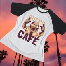Camiseta Masculina/Feminina Basica Quero Café Unissex Camisa Malha Fria Modelo Liza/Raglan