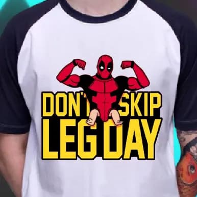 Camiseta Blusa "Don't Skip LegDay" Masculina/Feminina Basica Unissex, Blusa Camisa Academia / Treino Malha Fria Modelo Liza/Raglan