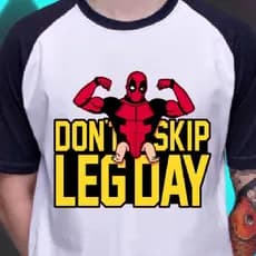 Camiseta Blusa "Don't Skip LegDay" Masculina/Feminina Basica Unissex, Blusa Camisa Academia / Treino Malha Fria Modelo Liza/Raglan