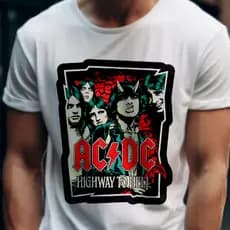 Camiseta Banda de Rock AC/DC Masculina Feminina Basica Unissex, Blusa Banda de Rock Camisa Malha Fria Modelo Lisa Raglan
