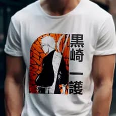 Camiseta Bleach Masculina Feminina Basica Unissex, Blusa Anime Desenho Japones Camisa Malha Fria Modelo Lisa Raglan