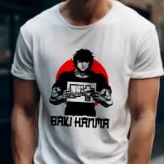Camiseta Baki Masculina Feminina Basica Unissex, Blusa Anime Baki Camisa Malha Fria Modelo Lisa Raglan