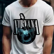 Camiseta Banda de Rock Nirvana Masculina Feminina Basica Unissex, Blusa Banda de Rock Camisa Malha Fria Modelo Lisa Raglan