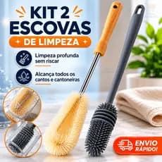 Kit Escova Multiuso Limpeza de Casa Cozinha Garrafa Pia Taças de Vidro