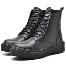 Bota Cano Curto Coturno Tratorado Blogueira
