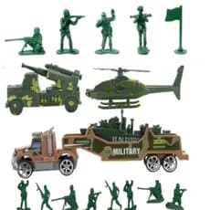 Brinquedo Militar Soldadinhos Plástico Com Veículos Militares