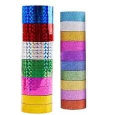 Fita adesiva colorida com glitter Washi Tape Durex holográfico Decorado Enfeite Artesanato Fitas Adesiva para Decoração
