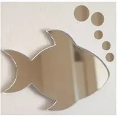 Espelho Decorativo Peixe Bolhas 50cm Banheiro Quarto 6 Peças