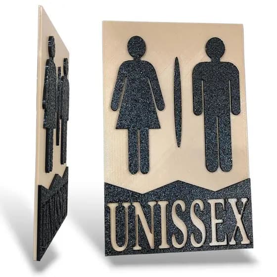 Placa Banheiro Unissex Sinalização Sanitário Decorativa