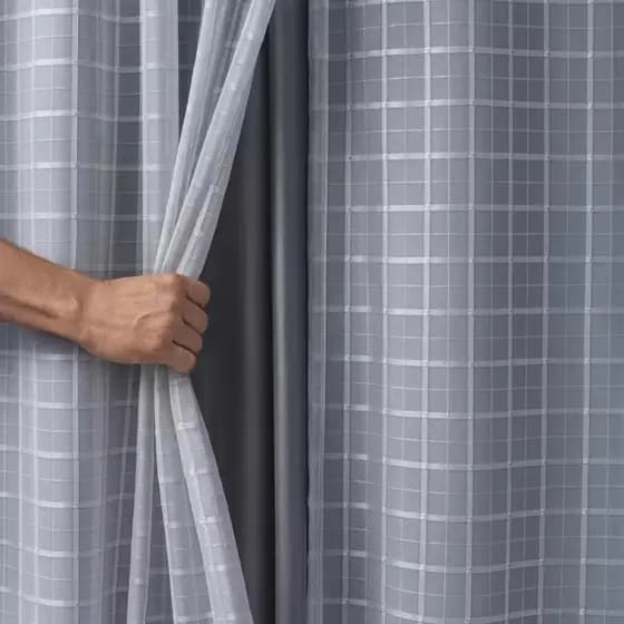 Cortina Blackout para Janela PVC com Voil Xadrez  2,80 x 1,80 100% Vedação/Blecaute