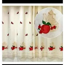 Cortina de Cozinha Bordada em Linho 2,50 x 1,25 Com Forro De microfibra