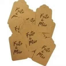 Tag Decorativa Kraft com Furo - Feito á Mão -25 unidades