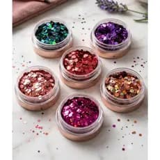 Kit 5 Potinhos de Glitter Poliéster -Glitter Flocado Extra Fino - Cores Holográficas - Resina Epoxi-Unha- Artesanatos