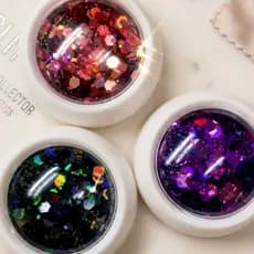 Kit 3 Potinhos de Glitter Poliéster -Glitter Flocado Extra Fino - Cores Holográficas - Resina Epoxi-Unha- Artesanatos
