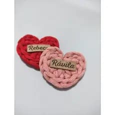 Pacote com 10/20/30  chaveiros de coração fio de malha personalizado com nome