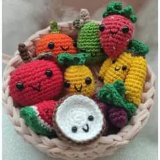 MINI cesta de frutas 10 unidades amigurumi decoração de crochê