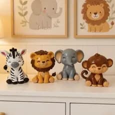 Kit 5 animais safari decoração de quarto infantil impressão 3D plástico