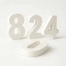 Números Residenciais Aço Inox Branco 30cm 3D