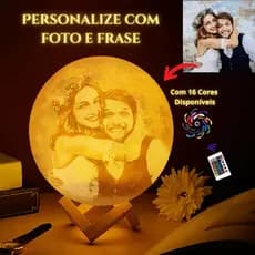 Luminária de Lua Personalizada com Foto e Frase
