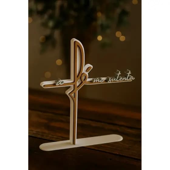 Placa Decorativa Cristã – A Fé Me Sustenta Para Mesa, Estante, Cabeceira