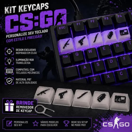 Kit Keycaps CS:GO - Teclas Personalizadas para Teclado Mecânico