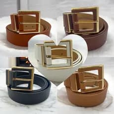 Cinto Feminino Elegante Tendência - Fivela Cor do Cinto Borda Dourada 110cm (KIT 2 UNIDADES)