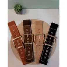 Cinto Feminino com Ilhós e Fivela Dourados - Ajustável **LEIA DESCRIÇÃO**
