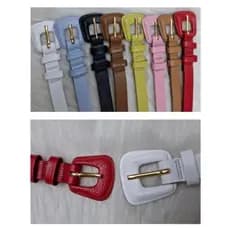 Cinto Feminino em Couro Colorido com Fivela e Passante Duplo na mesma Cor do Cinto (LF1)