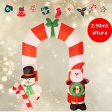 Arco Inflável Natal Gigante 2.5mt Decoração Natalina Papai Noel Boneco de Neve Bivolt 14LEDs Alto Brilho Área Externa