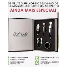 Kit Vinho Abridor Dosador Saca Rolhas Tampa Livro 05 Peças-Luxo