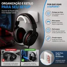 Suporte de Parede para Fone Headset Gamer Headphone com Dupla Face de Alta Resistência