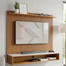 Painel Decorativo Siena Para TV Até 50” Home Moderno Luxo - OFF WHITE RIPADO