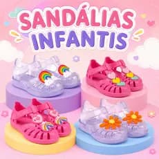 Sandália Plástica Infantil Menina Personagem Delicada Leve Confortável Escola Passeio Estilosa