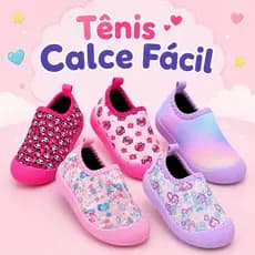 Tênis Infantil Menina Calce Fácil Tipo Meia Confortável Leve Antiderrapante Feminino