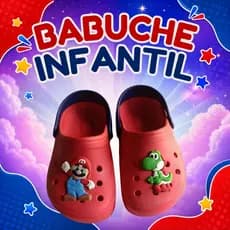 Babuche Infantil Mario Encanador Vermelho Dinossauro Verde Confortável Antiderrapante