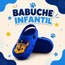 Babuche Infantil Chase Menino Azul Cachorrinho Confortável Antiderrapante Sandália Calce Fácil