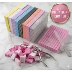 Kit Mini Lixas Buffer Bloco Quadrada Polidora Manicure nail designer 100/180