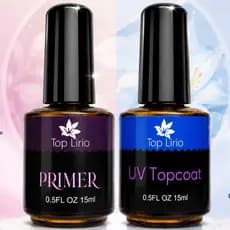 Primer e top coat Lirio Preparadores Alongamento Unha gel fibra Manicure