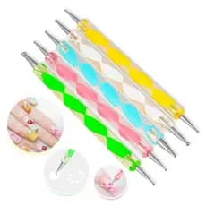 Kit 10 Boleadores em 5 Pincéis com Ponta Dupla para Unhas