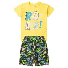 Conjunto Infantil Verão Masculino Danger Roarr - Amarelo