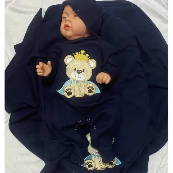 saída de maternidade urso príncipe 3 peças