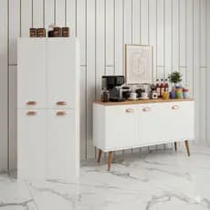 QUEIMA DE ESTOQUE - Kit Armário Organizador Estilo Retrô + Aparador Balcão Moderno Multiuso