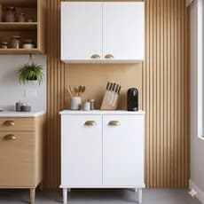 QUEIMA DE ESTOQUE - Kit Armário Aéreo de Cozinha Retrô Multiuso com 2 Portas + Balcão com 2 Portas