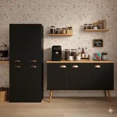 Kit Armário Retrô Multiuso + Balcão Aparador Moderno - Ideal Para Quarto Sala Cozinha