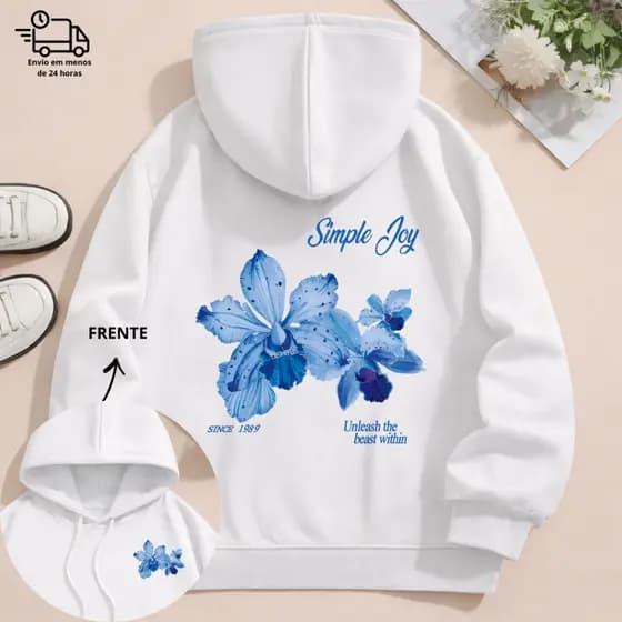 PROMOÇAO Moletom Feminino Premium Flanelado Estampa Minimalista Manga Longa Inverno