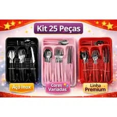 Jogo Talheres Inox  Peças 24 Faqueiro Aço Facas Garfos Kit